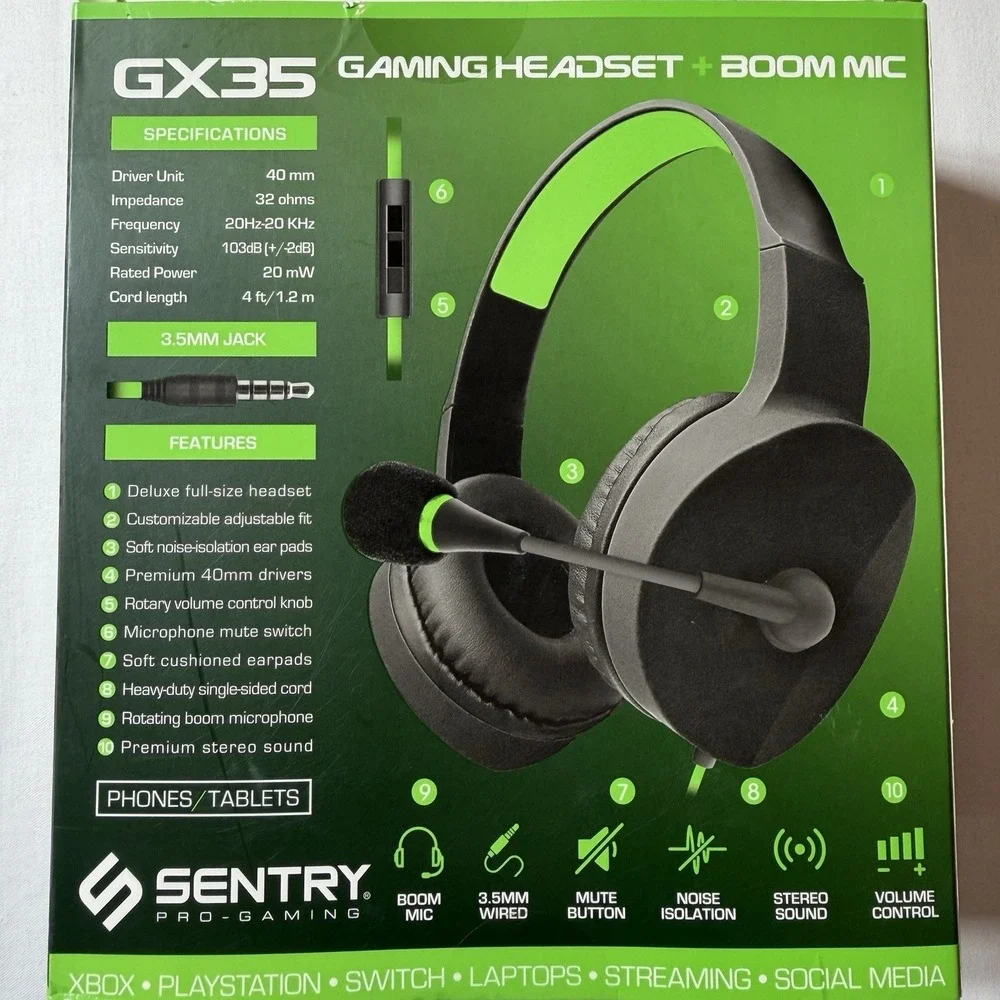 Sentry GX35 Pro-Gaming Headset Gaming Headset with Microphone New in Box